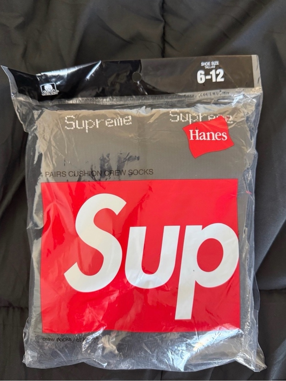 Black Supreme X Hanes Crew Socks